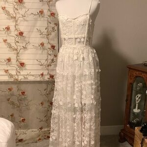 Altar’d State, off white, 3-D floral maxi dress, sz M